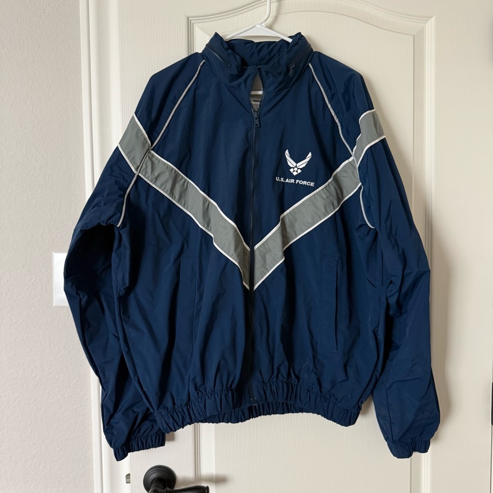 US Air Force Navy Windbreaker with Gray Stripes